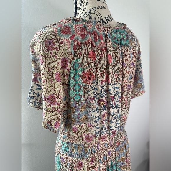 Zara Paisley Print Chiffon Ruffled Short Sleeve dress Size Medium - Picture 9 of 10